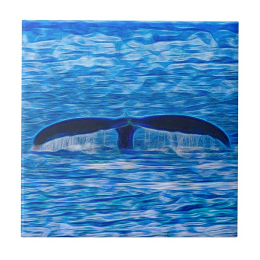 Walvisstaart Deep Blue Ocean Life Tegeltje (Voorkant)