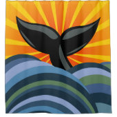 Walvisstaart en -golven douchegordijn (Voorkant)