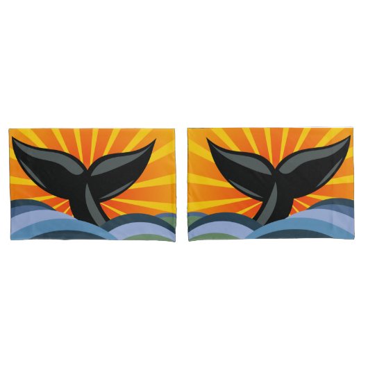 Walvisstaart en oceaangolven kussensloop (Voorkant-Set)