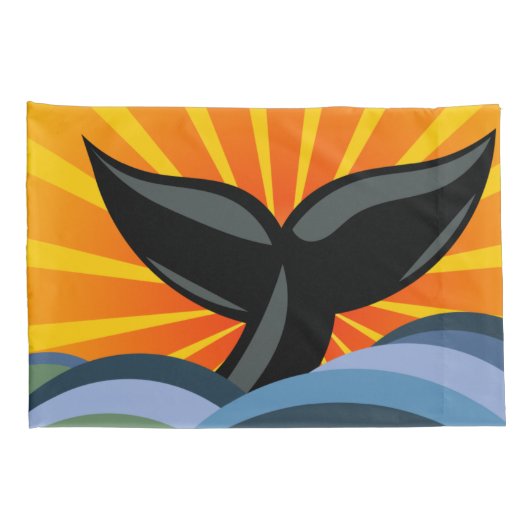 Walvisstaart en oceaangolven kussensloop (Achterkant-Rechts)