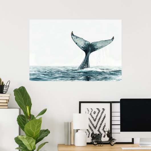 Walvisstaart uit de oceaan poster (Thuiskantoor)