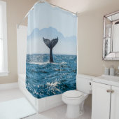 Walvisstaart Zeegezicht: dramatisch water. Douchegordijn (In situ)