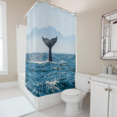 Walvisstaart Zeegezicht: dramatisch water. Douchegordijn (In situ)