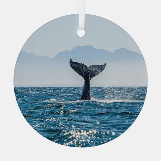 Walvisstaart Zeegezicht: dramatisch water. Glas Ornament (Achterkant)