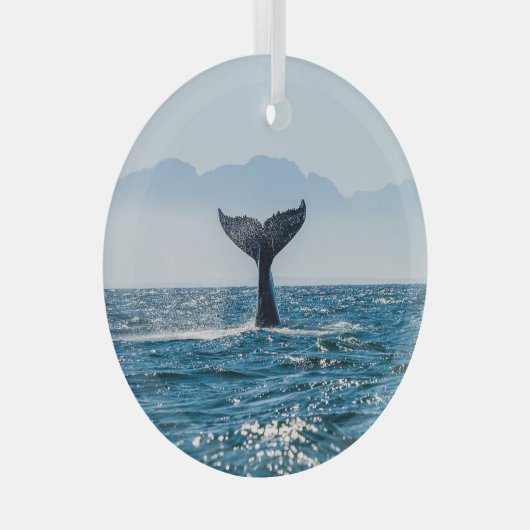 Walvisstaart Zeegezicht: dramatisch water. Glas Ornament (Voorkant Rechts)