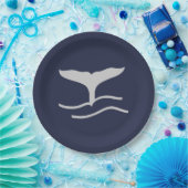 Walvisstaartwijn marine en grijs porcelein Servin Papieren Bordje (Feest)