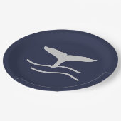 Walvisstaartwijn marine en grijs porcelein Servin Papieren Bordje (Gekanteld)