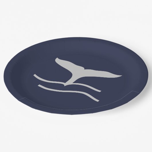 Walvisstaartwijn marine en grijs porcelein Servin Papieren Bordje (Gekanteld)