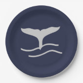 Walvisstaartwijn marine en grijs porcelein Servin Papieren Bordje (Voorkant)