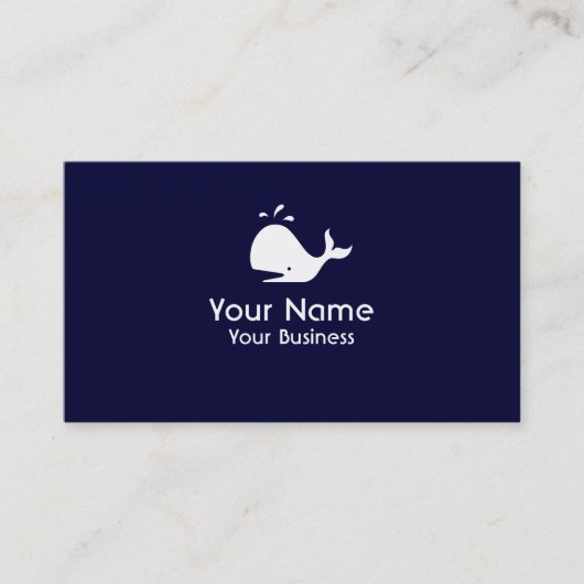 Walvissymbool navy blue visitekaartjes (Voorkant)