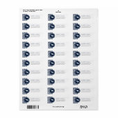 walvisthema Navy Damask Adresetiketten Etiket (Full Sheet)