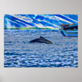 Walvisvangst Blauwe Oceaan Poster (Voorkant)