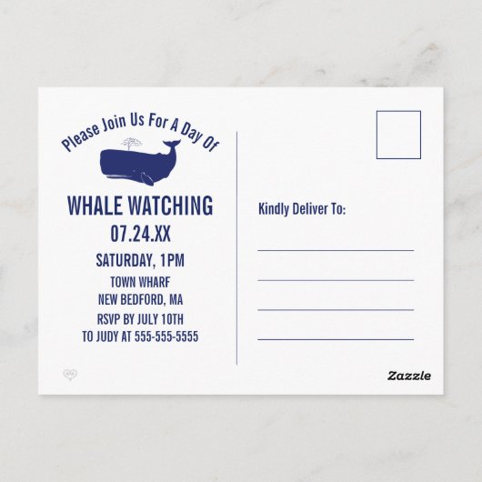Walvisvangst die kustwateren volgt sparen de datum briefkaart (Achterkant)