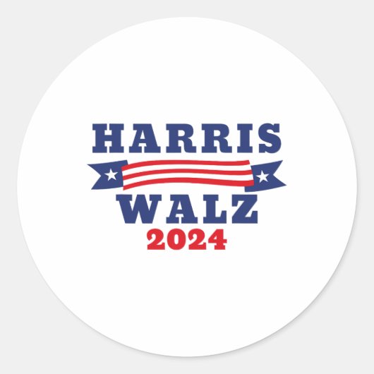 Walz 2024 Amerikaanse vlag Kamala Harris Tim Waltz Ronde Sticker (Voorkant)