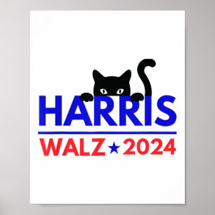 Walz 2024 Grappige Kat Verkiezing Kamala Harris Ti Poster