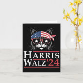Walz 2024 Grappige Kattenverkiezing Kamala Harris  Kaart (Gele Bloem)