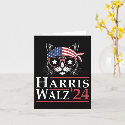 Walz 2024 Grappige Kattenverkiezing Kamala Harris  Kaart (Gele Bloem)