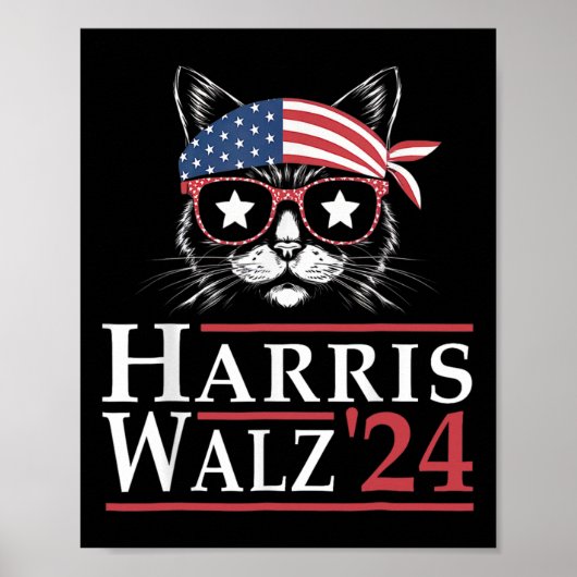 Walz 2024 Grappige Kattenverkiezing Kamala Harris  Poster (Voorkant)