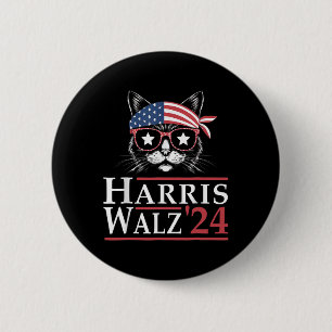 Walz 2024 Grappige Kattenverkiezing Kamala Harris  Ronde Button 5,7 Cm