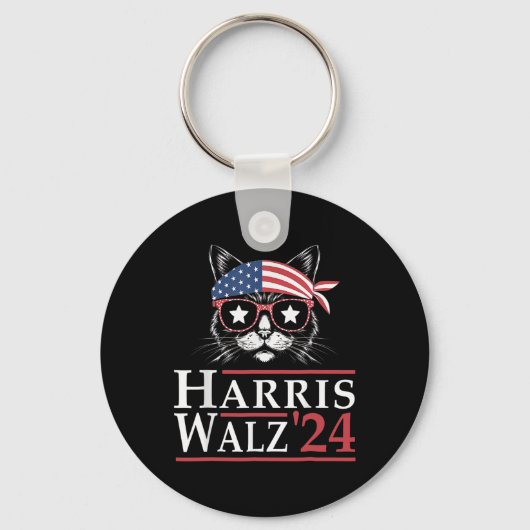 Walz 2024 Grappige Kattenverkiezing Kamala Harris  Sleutelhanger (Voorkant)