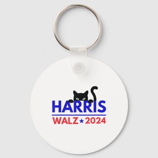 Walz 2024 Grappige Kattenverkiezing Kamala Harris  Sleutelhanger (Voorkant)