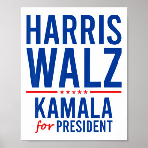 Walz 2024 Kamala Harris voor President Tim Walz Poster