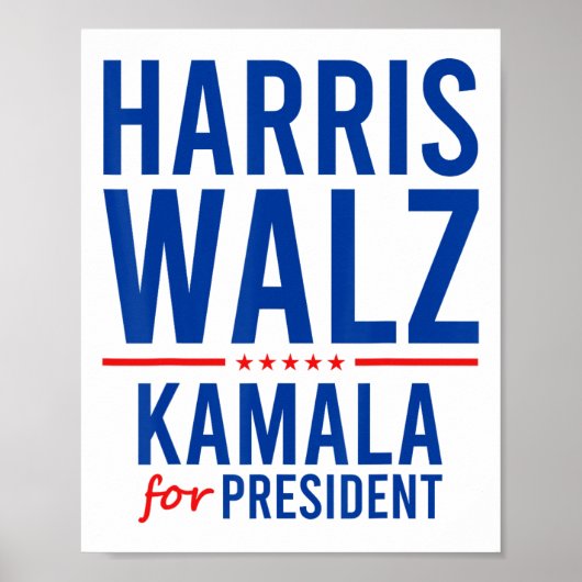 Walz 2024 Kamala Harris voor President Tim Walz Poster (Voorkant)
