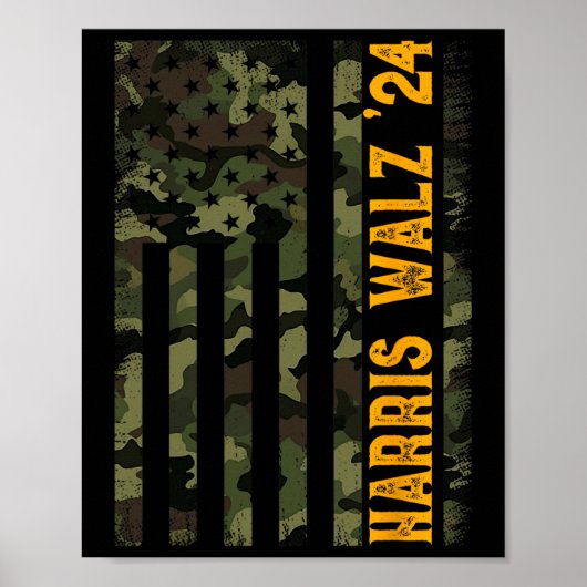 Walz 2024 Presidentsverkiezingen Kamala Camo Vlag Poster (Voorkant)