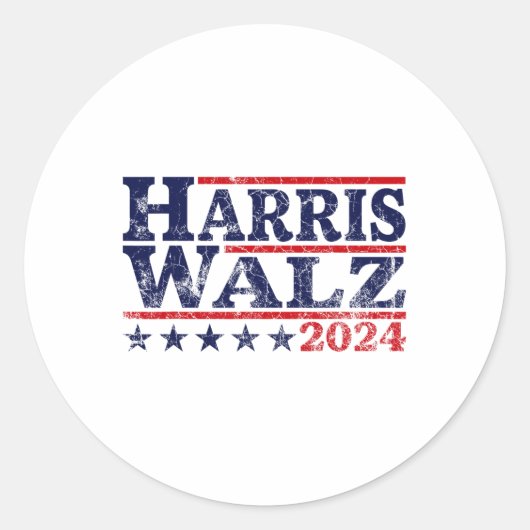 Walz 2024 Verkiezingen Kamala Harris Tim Waltz 202 Ronde Sticker (Voorkant)