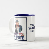 Walz - Ik wil dat je stemt Tweekleurige Koffiemok (Voorkant links)