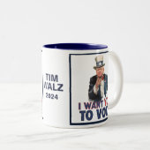 Walz - Ik wil dat je stemt Tweekleurige Koffiemok (Voorkant rechts)