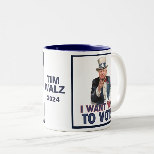 Walz - Ik wil dat je stemt Tweekleurige Koffiemok (Voorkant rechts)
