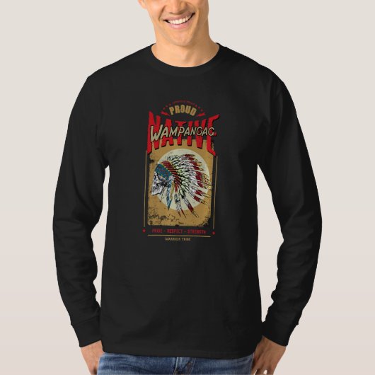 Wampanoag Native American Indian Warrior Tribe Pro T-shirt (Voorkant)