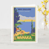 Wanaka, Nieuw-Zeeland Oude Reisposter Kaart (Gele Bloem)