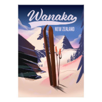 Wanaka Nieuw-Zeeland ski poster