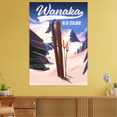 Wanaka Nieuw-Zeeland ski poster Canvas Afdruk (Insitu (Woonkamer))