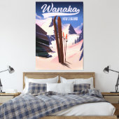 Wanaka Nieuw-Zeeland ski poster Canvas Afdruk (Insitu (Slaapkamer))