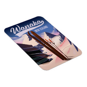 Wanaka Nieuw-Zeeland ski poster Magneet