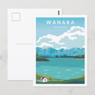 Wanaka Nieuw-Zeeland Travel Place Illustratie Briefkaart