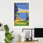 Wanaka, Nieuw-Zeeland Vintage Travel Poster (Thuiskantoor)