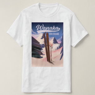 Wanaka Nieuw-Zeelands ski-poster T-shirt