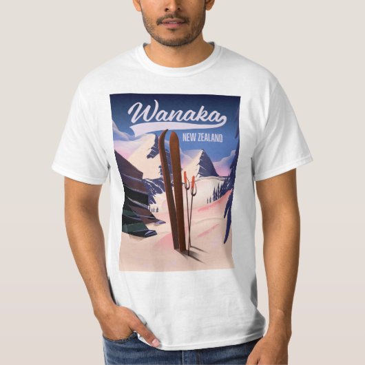 Wanaka Nieuw-Zeelands ski-poster T-shirt (Voorkant)