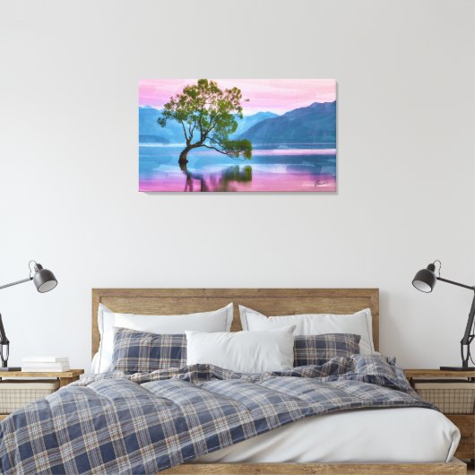 Wanaka Tree Nieuw-Zeeland Canvas Afdruk (Insitu (Slaapkamer))