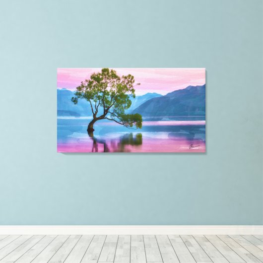 Wanaka Tree Nieuw-Zeeland Canvas Afdruk (Insitu (Houten vloer))