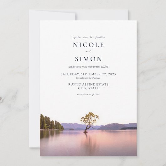 Wanaka Tree Waterverf Landschapsbruiloft Kaart (Voorkant)