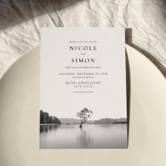 Wanaka Tree Waterverf Landschapsbruiloft Kaart