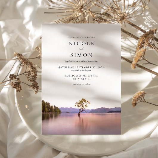 Wanaka Tree Waterverf Landschapsbruiloft Kaart