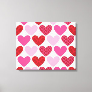 WAND DECOR:: Damask harten 1 Canvas Afdruk