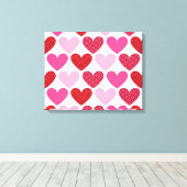 WAND DECOR:: Damask harten 1 Canvas Afdruk (Insitu (Houten vloer))