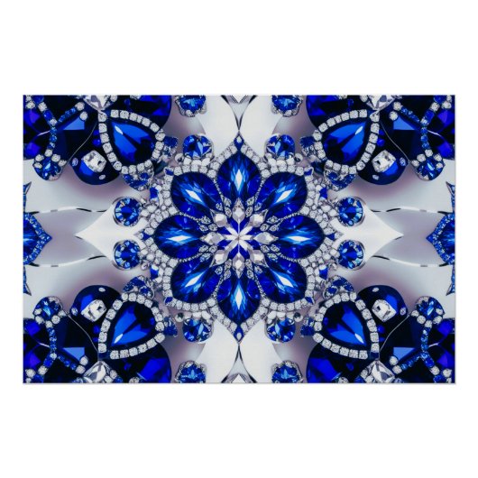 Wand poster met Wit Blauw Kleuren Ontwerp (Voorkant)